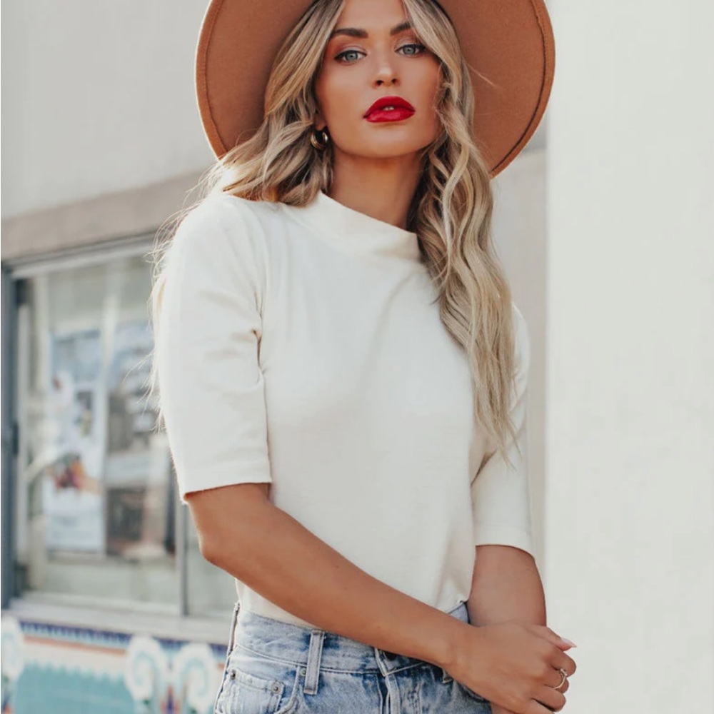 VICI Kashmira Mock Neck Knit Top in Vanilla